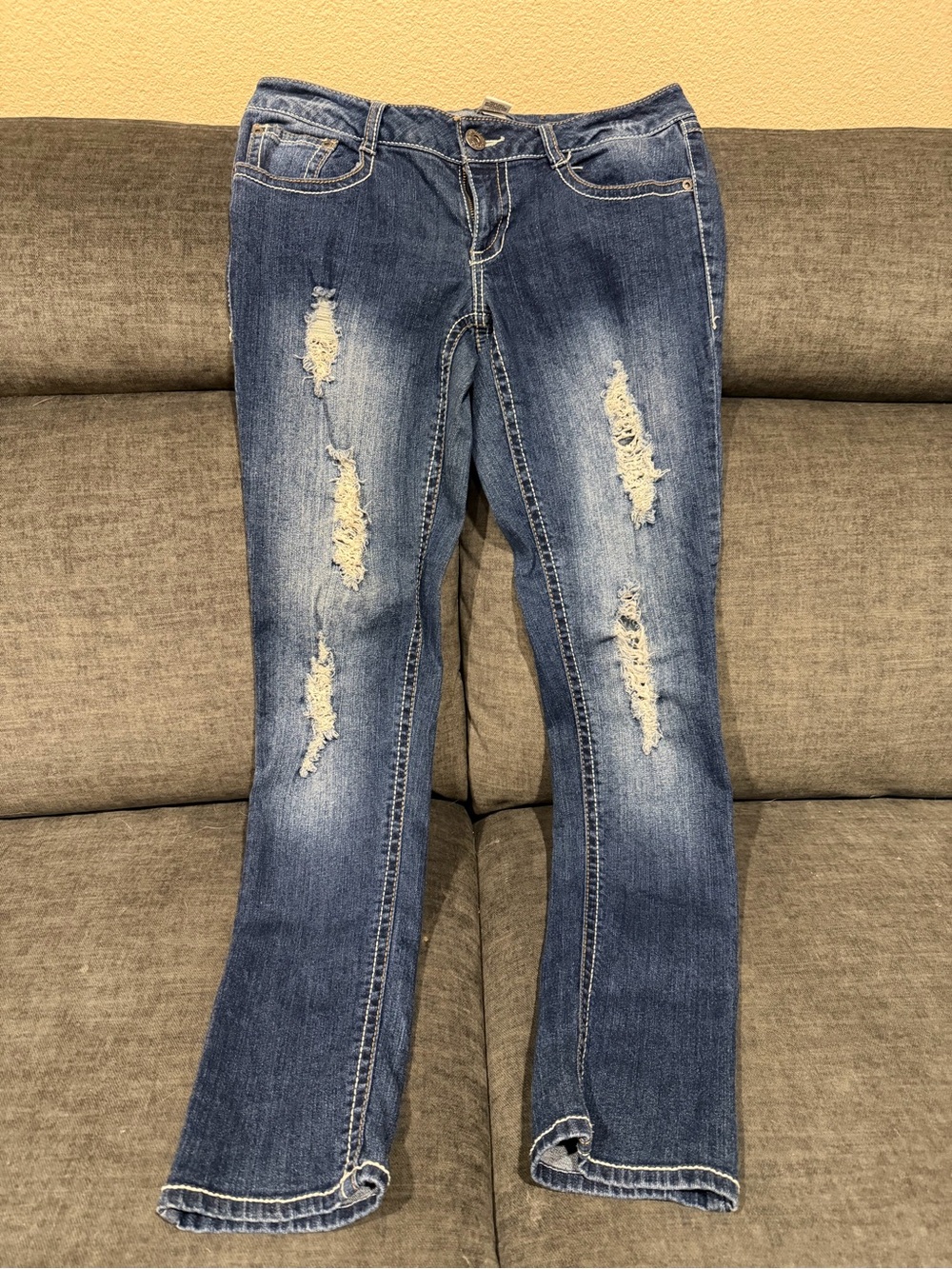 Mudd Blue Distressed Flare Jeans